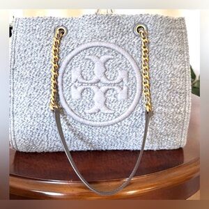 Tory Burch Mini Tote Gray Boucle Chain RARE Limited Edition